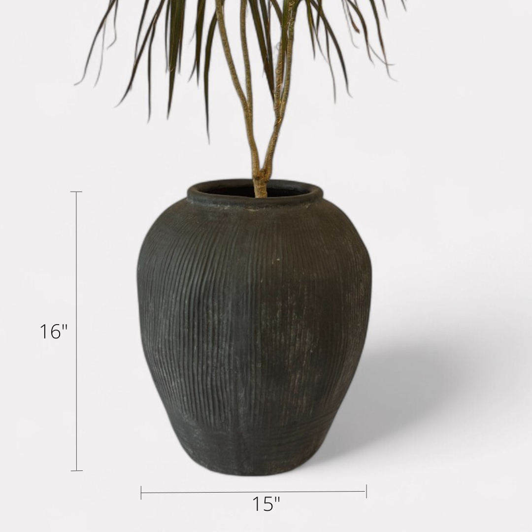 Pompeii Terranova, Fiber Clay Vessel in Weathered Black 14.1"D x 15.7"H