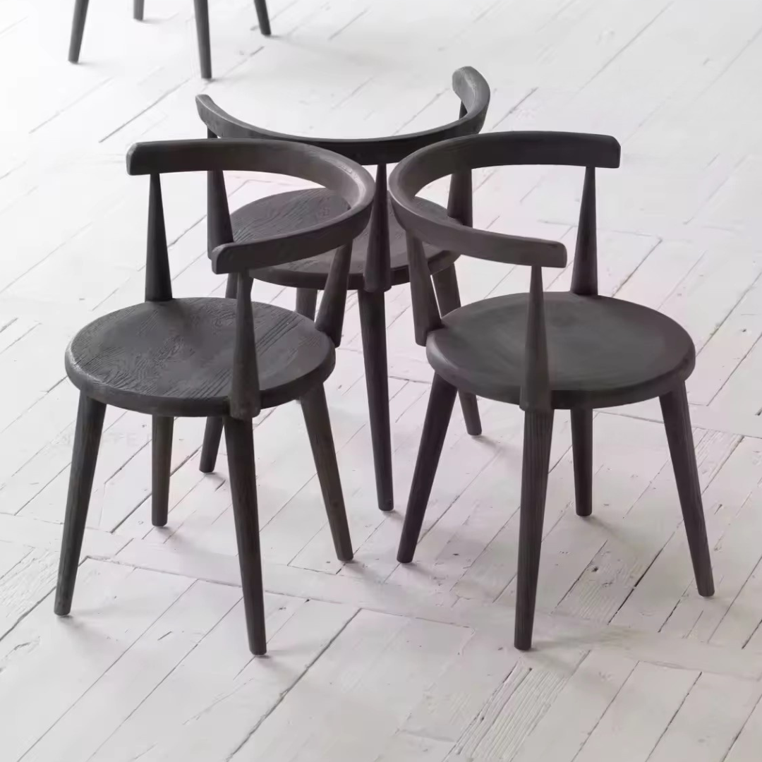 Auren, Oak Dining Side Chair in Charred Oak Finish, 22"D x 28"H