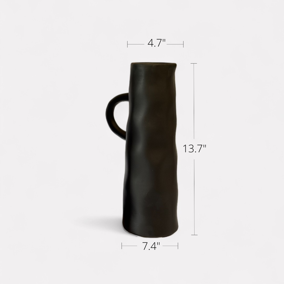 Savannah Pitcher-Style, Terracotta Planter, Handpainted in Jet Black